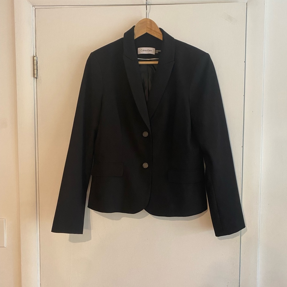 Calvin Klein classic fit blazer black office size 10 slight stretch professional - Picture 3 of 7